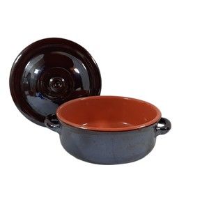 TERRACOTTA PIRAL ALBISOLA ITALY PAN POT W/ HANDLES ORANGE BROWN GLAZE